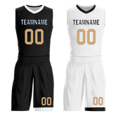 Custom Black White Classic Style Reversible Basketball Uniform Personalized COOLMAX BBJR-D017044